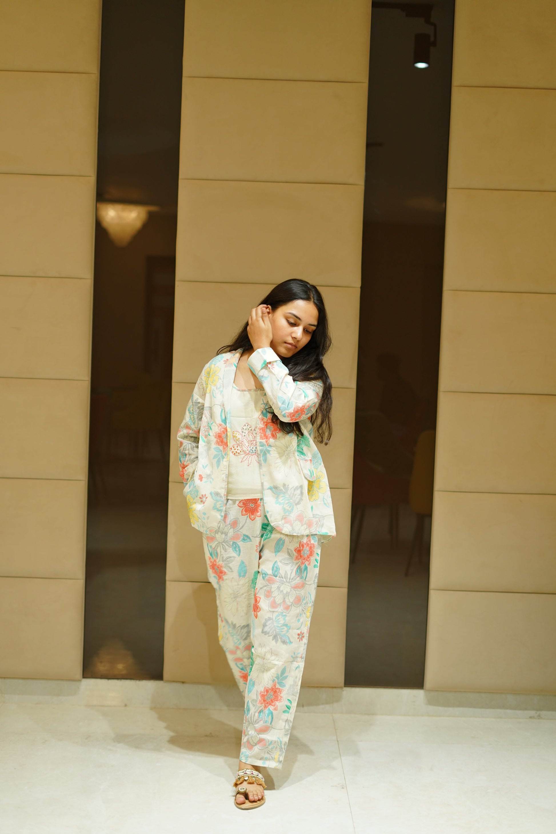 Ravishing cream printed Co-Ord set